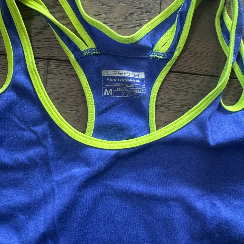 Layer 8 Blue and Green Sleeveless Tank Top - Picture 3 of 3